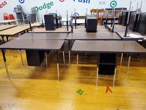 lot 200 image: Lot of 4 Two Student Desk with Double Book Compartment 24 in  x 48 in