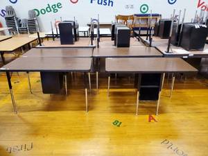lot 202 image: Lot of 4 Two Student Desk with Double Book Compartment 24 in  x 48 in