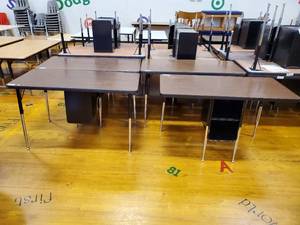 lot 204 image: Lot of 4 Two Student Desk with Double Book Compartment 24 in  x 48 in