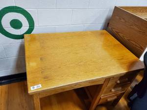 lot 223 image: Wood Desk with Drawers 42 in x 30 in x 30 in