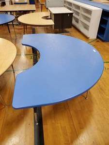 lot 234 image: Blue Plastic Top Half Moon Table