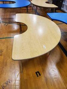 lot 235 image: Wood Topped Half Moon Table