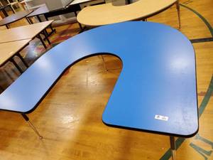 lot 236 image: Blue Topped U Shape Table