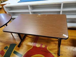 lot 240 image: Brown Computer Desk With Cable Management Cutouts 48 in x 30 in x 28 in