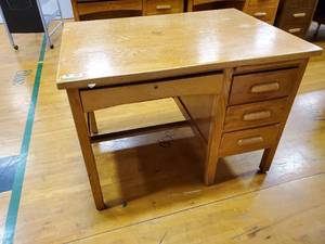 lot 259 image: Wood Desk with Drawers 42 in x 29 in
