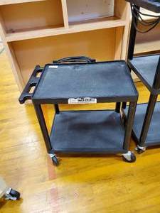 lot 300 image: Black 2 Shelf Rolling Computer Cart