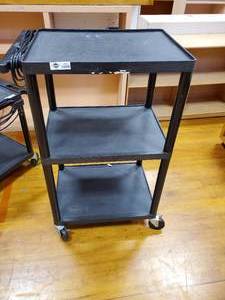 lot 302 image: Black 3 Shelf Rolling Computer Cart