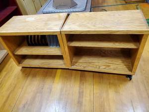 lot 303 image: 2 wood bookshelves 37 in x 17 in x 26 in