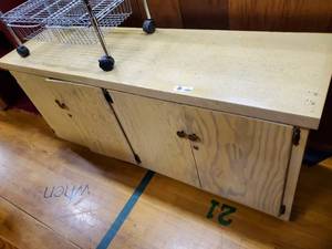 lot 311 image: Wooden Yellow Cabinet  62 in x 17 in x 28 in 
