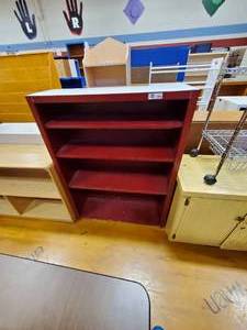 lot 313 image: Wooden Maroon Bookshelf 36 in x 12 in x48in 