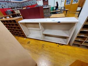 lot 318 image: Wood bookshelf 72in x 13in x 34in