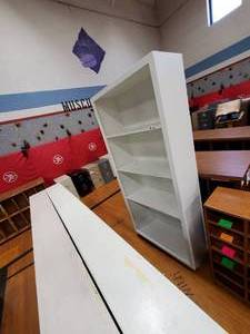 lot 320 image: Large Wood Bookshelf 82in x 36in x 14in