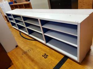 lot 321 image: Long Wooden Storage Cabinet  12 6 x 12 x 35