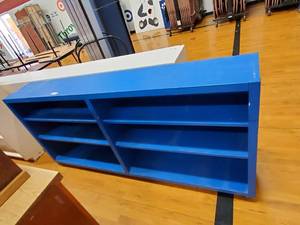 lot 351 image: Wooden Blue Storage Shelf, 75x 12x35