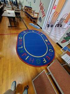 lot 373 image: oval  Kids Alphabet Classroom Circle Time Rug
