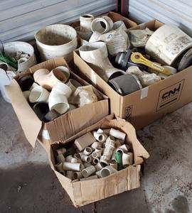 lot 6015 image: PVC couplers, banjo valves, fittings, & elbows