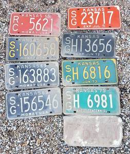 lot 9276 image: vintage Kansas License plates