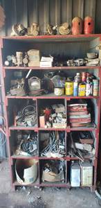 lot 9279 image: red wood shop Shelf & contents