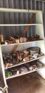 lot 9318 image: Large parts shelf with Contents 83Tx49Wx28D inches