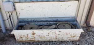 lot 9339 image: Truck bed tool box 74x20x19 inches - full of extraction hoses & collars