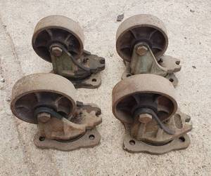 lot 1021 image: Set of 4 Steel Wheel Casters  6 in. wheels