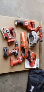 lot 1071 image: Black & Decker FireStorm power tools with bag - has battery but NO charger