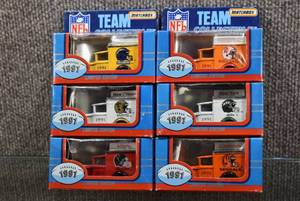 lot 2000 image: Lot of 6 Die-Cast Matchbox 1991 NFL Team Collectable Assorted Cars -WILL SHIP
