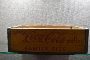 lot 2036 image: Vintage 1950s Coca-Cola Yellow Wooden Crate  12 W x 17 L x 5.5 T -WILL SHIP