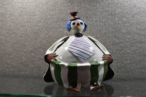 lot 2058 image: Zampiva Vintage Rare Ceramic Clown Bank  Signed  Made In Italy  11 W x 10.5 L x 11.5 T -WILL SHIP