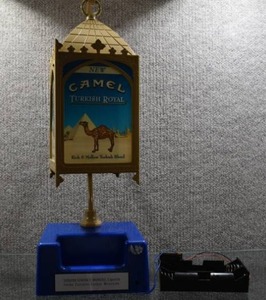 lot 2077 image: Vintage Camel Cigarettes Lamp  Needs Batteries  Missing Some Small Pieces That Broke Off -WILL SHIP 20 Tall