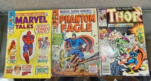lot 2067 image: Lot of 3 Marvel Comics (In Rough ShapeSold As Is) Marvel Tales (1964) #14 Marvel Super Heroes (1967 1st Series) #16 Thor (1962-1996 1st Series) #383 - WILL SHIP -WILL SHIP