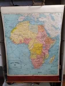 lot 2094 image: Vintage 1930s George Cram Co. Ideal Series Africa Wall Map  Some Minor Tears  54 T x 44 W -WILL SHIP