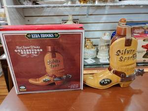 lot 2102 image: Ezra Brooks 1971 Silver Spur Decanter  With Original Box 9.5 Tall -WILL SHIP