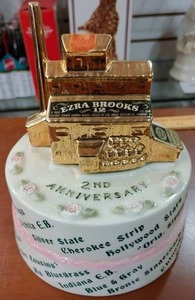 lot 2105 image: Ezra Brooks 2nd Anniversary Club Decanter  7 12 Tall -WILL SHIP