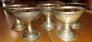 lot 2125 image: Lot of 5 Vintage .925 Sterling Silver Sherbet Dishes  2 12 Tall  Total Weight - 110 g -WILL SHIP
