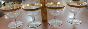 lot 2129 image: Set of 4 Vintage Sherbet Cups with Gold Trim  4 Tall  -WILL SHIP
