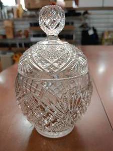 lot 2137 image: Round Cut Crystal lidded Sugar Bowl  6 12 Tall  -WILL SHIP