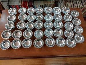 lot 2142 image: Lot of 39 Stainless Steel Sherbet CupsCandy Dishes  Multiple Different Makers  2 Tall x 4 Wide -WILL SHIP