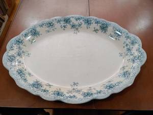 lot 2148 image: Vintage Sylvan England Blue Transferware Oval Platter 16 12 Long x 12 Wide  -WILL SHIP