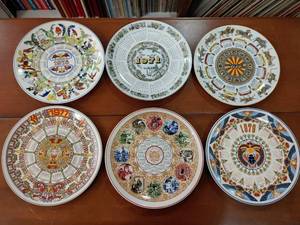 lot 2150 image: Lot of 6 Wedgewood China Calendar Plates  10 Wide  Years Include 1971, 1972, 1976, 1977, 1979, 1999 -WILL SHIP