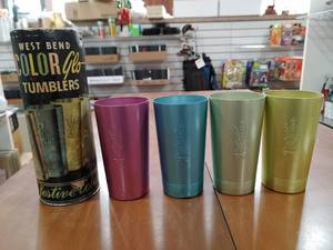 lot 2165 image: Set of 4 West Bend Color Glo 12oz Tumblers  4 Festive Colors -WILL SHIP