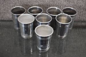 lot 2179 image: Set of 8 Aluminum Shot Glasses  -WILL SHIP