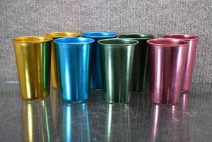 lot 2191 image: Lot of 8 Aluminum Colorful Drinking Cups  4 18 Tall -WILL SHIP
