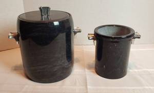 lot 2015 image: Dark Gray Marble Ice Bucket and Wine Bottle Keeper