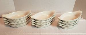 lot 2016 image: 12 Oval Ceramic Dishes  Oven Proof  Made in Japan  one is chipped