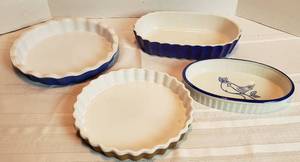 lot 2031 image: Glazed Ceramic Tart Pans and Casserole Dishs