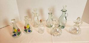 lot 2034 image: VinegarOil Glass Pitchers wStoppers