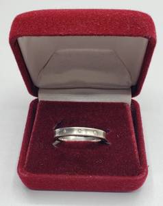 lot 1010 image: Tiffany & Co. 1837 Triple 3 Diamond Stacking Band Sterling Ring  Size 8.5 & 6g TW