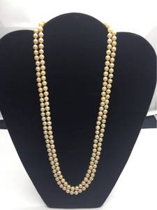 lot 1023 image: Vintage Double Strand Pearl Necklace, 23 inch, Clasp stamped Sterling