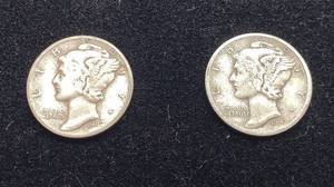 lot 1043 image: 1942 P Mercury Dime and 1943 D Mercury Dime